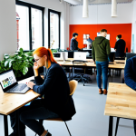 라트비아 IT 산업 - **

"A bustling coworking space in Riga, Latvia, filled with young entrepreneurs working on laptops,...