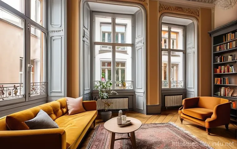 라트비아 수도 리가 생활비 - **A cozy and charming apartment in Riga's Art Nouveau district.** The scene features a sunlit living...